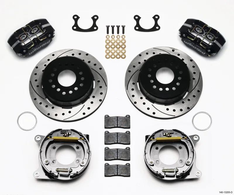 Wilwood 140-13205-D, Dynapro Dust-Boot P/S Park Brake Kit Drilled Small Ford 2.66in Offset