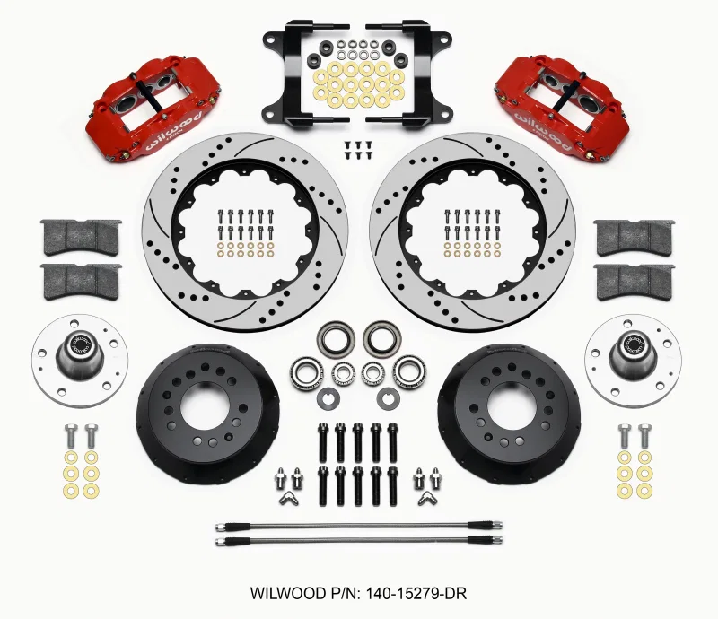 Wilwood 140-15279-DR, Narrow Superlite 6R Front Hub Kit 14.00in Drill Red 82-92 Camaro//Firebird