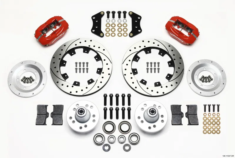 Wilwood 140-11547-DR, Forged Dynalite Front Kit 12.19in Drill-Red Magnum Force Drop Spindle
