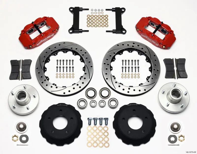 Wilwood 140-10775-DR, Narrow Superlite 6R Front Hub Kit 13.06in Drill Red Chevy C-10 60-87 CPP Drop Spindle