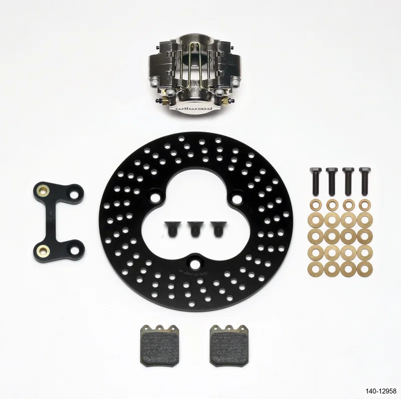 Wilwood 140-12958, Dynapro Single LW Left Front Kit - Midget 10.20in Aluminum Drilled Rotor