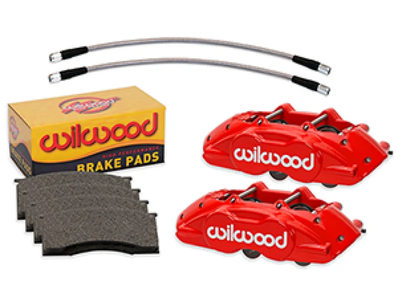 Wilwood 140-16799-R, 65-67 Ford Mustang D11 Calipers w/Pads and Lines - Red