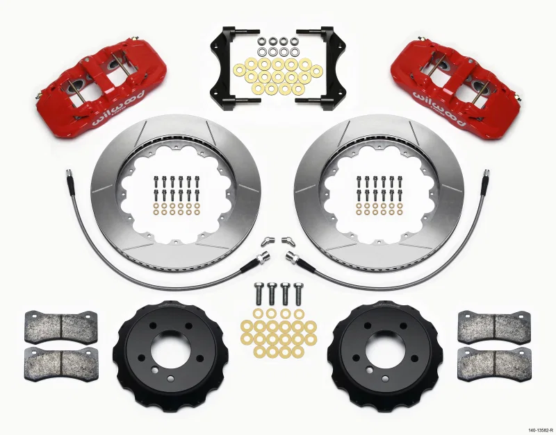 Wilwood 140-13582-R, AERO6 Front Hat Kit 14.00 Red 2007-2011 BMW E90 Series w/Lines