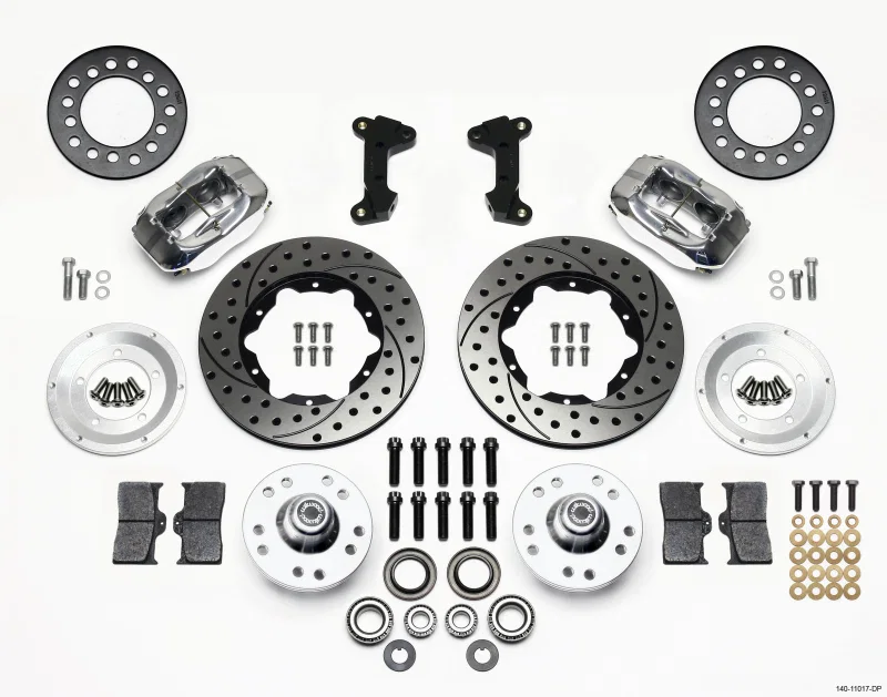 Wilwood 140-11017-DP, Forged Dynalite Front Kit 11.00in Drill-Polished 74-80 Pinto/Mustang II Disc Spindle only