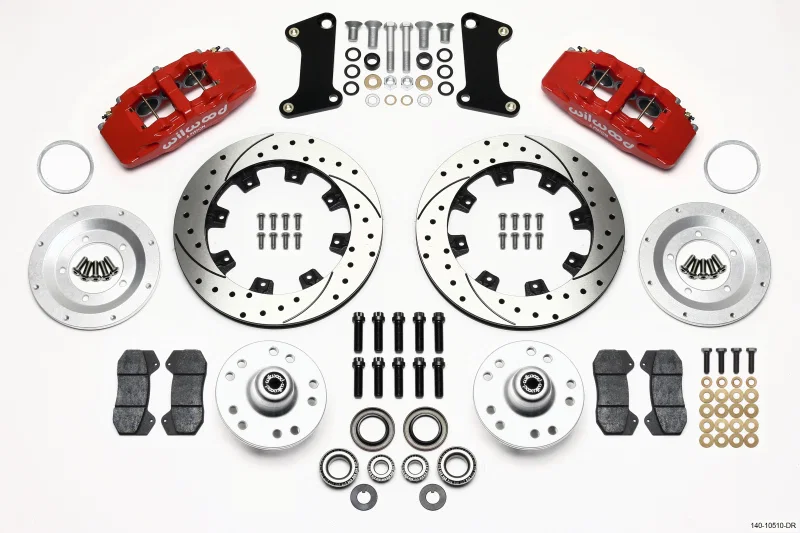 Wilwood 140-10510-DR, Dynapro 6 Front Hub Kit 12.19in Drilled Red 67-69 Camaro (*Line Kit Needed*)