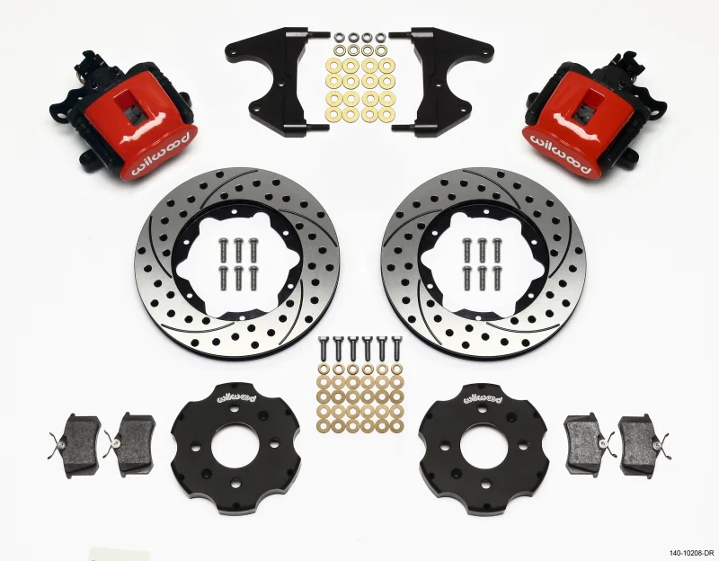 Wilwood 140-10208-DR, Combination Parking Brake Rear Kit 11.00in Drilled Red Civic / Integra Drum 2.46 Hub Offset