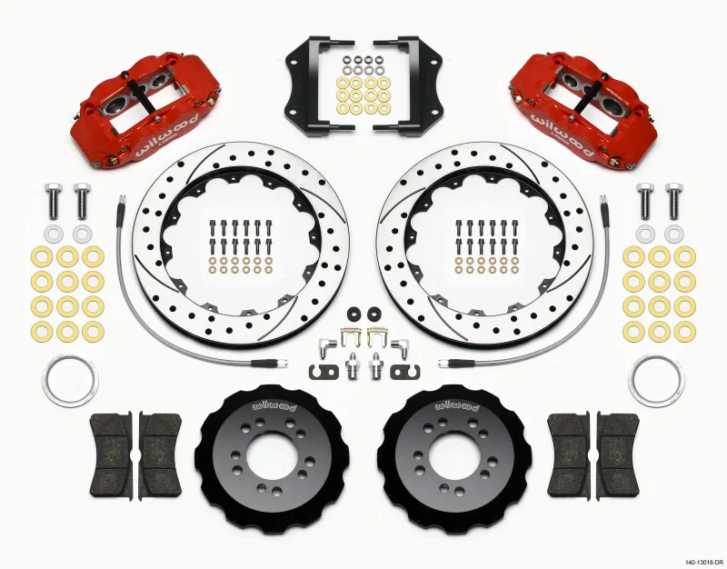 Wilwood 140-13018-DR, Narrow Superlite 6R Front Hat Kit 12.88in Drill Red 2013-Up Ford Focus ST w/ Lines