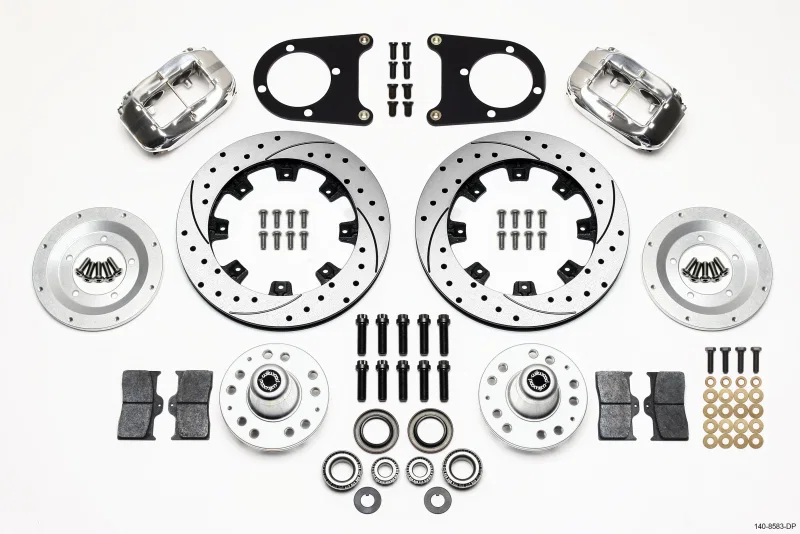 Wilwood 140-8583-DP, Forged Dynalite Front Kit 12.19in Drilled Polished 37-48 Ford Psgr. Car Spindle