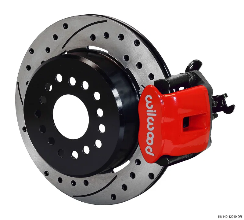 Wilwood 140-12049-DR, Combination Parking Brake Rear Kit 12.19in Dia 0.81in Rotor Thickness - Red Drilled