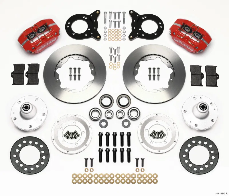 Wilwood 140-13343-R, Dynapro Dust-Boot Front Kit 11.00in Red 1965-1969 Mustang Disc & Drum Spindle
