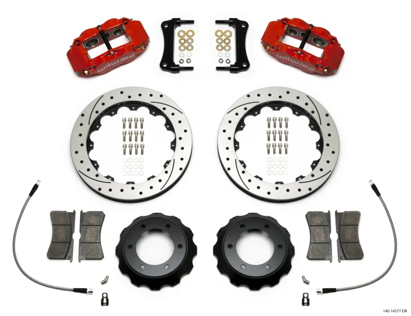 Wilwood 140-14577-DR, Narrow Superlite Red 6R Front Kit 12.88in Drilled Rotor w/ Lines 05-15 Toyota Tacoma