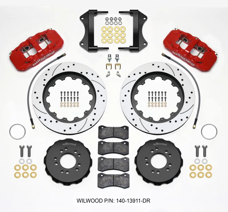 Wilwood 140-13911-DR, AERO6 Front Hat Kit 15.00 Drilled Red 2014-up Corvette C7 w/Lines