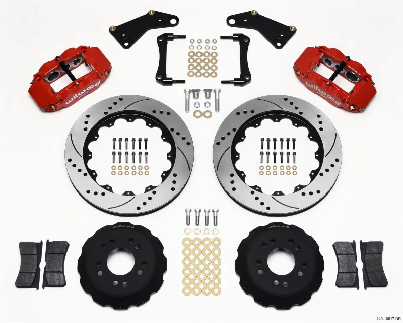 Wilwood 140-10617-DR, Narrow Superlite 6R Front Hat Kit 14.00in Drill Red 65-82 Corvette C2/C3