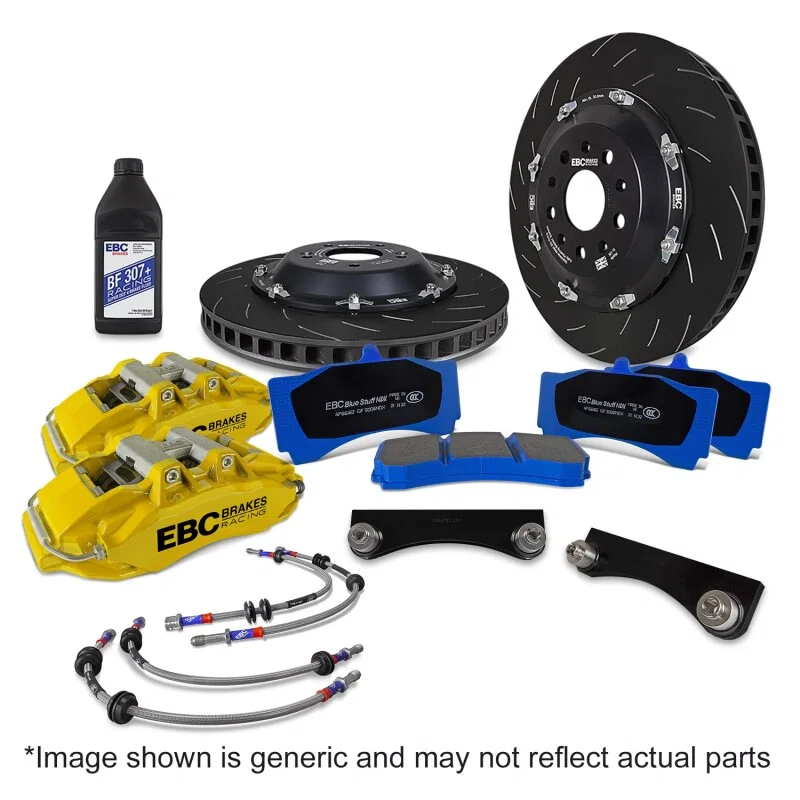 EBC BBK057YEL-1, Racing Tesla Model 3/Y Yellow Apollo-6 Calipers 380mm Rotors Front Big Brake Kit