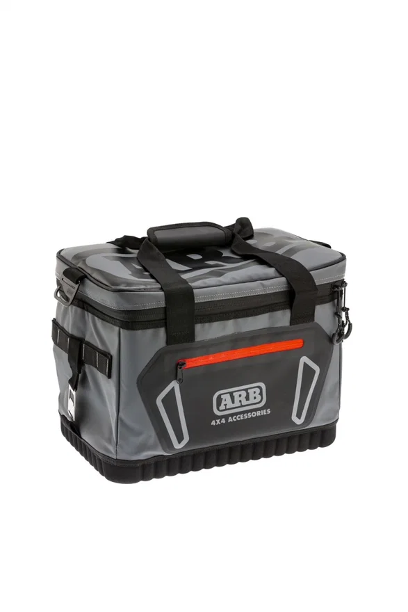 ARB 10100376, Cooler Bag Charcoal w/ Red Highlights 15in L x 11in W x 9in H Holds 22 Cans