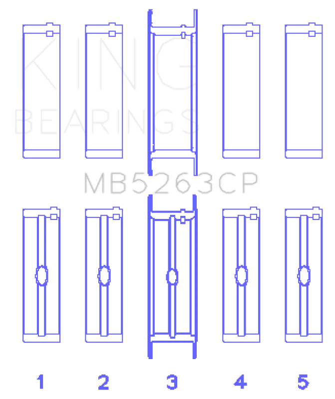 King Engine Bearings MB5263CP, 00-03 Ford F-650/F-750 T444E (Size STD) Crankshaft Main Bearing Set