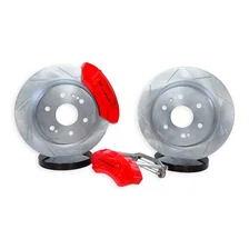 Brakes Claw Rotors w/Caliper Covers, Rear, Red, Callaway (Slot/Zinc) image 1