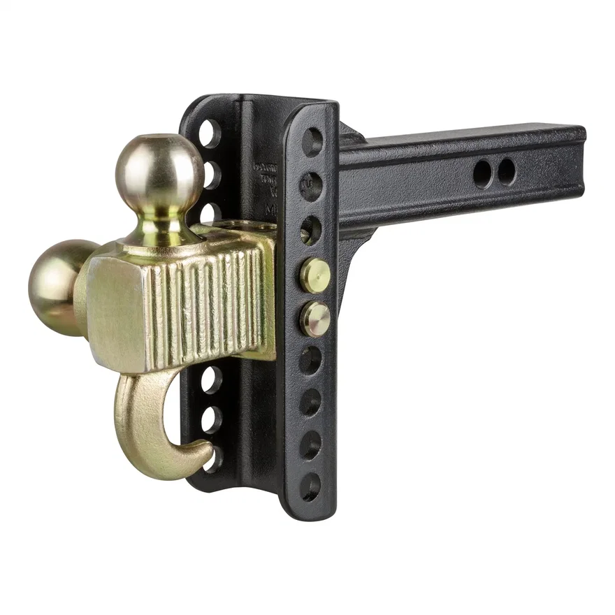 CURT 45904, Adjustable Channel Mount with Hook/Step Dual-Ball-2in. Shank; 14K; 6in. Drop