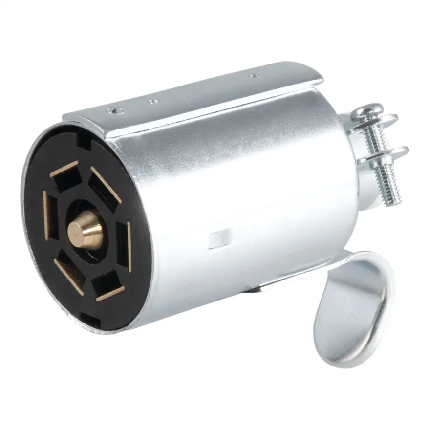 CURT 58190, 7-Way RV Blade Connector Plug (Trailer Side; Diecast Metal)
