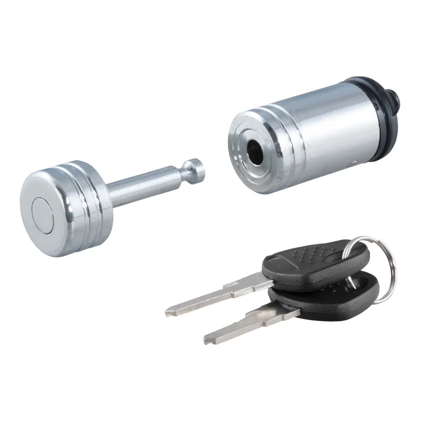 CURT 23520, Coupler Lock (1/4in. Pin; 7/8in. Latch Span; Barbell; Chrome)