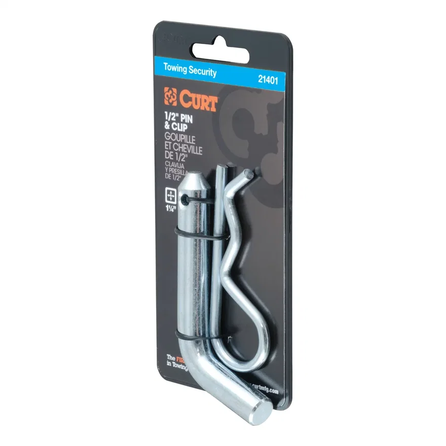 CURT 21401, 1/2in. Hitch Pin (1-1/4in. Receiver; Zinc; Packaged)