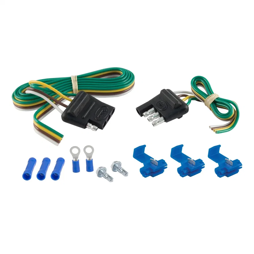 CURT 58305, 4-Way Flat Connector Plug/Socket with 12in./48in. Wires/Hardware (Packaged)