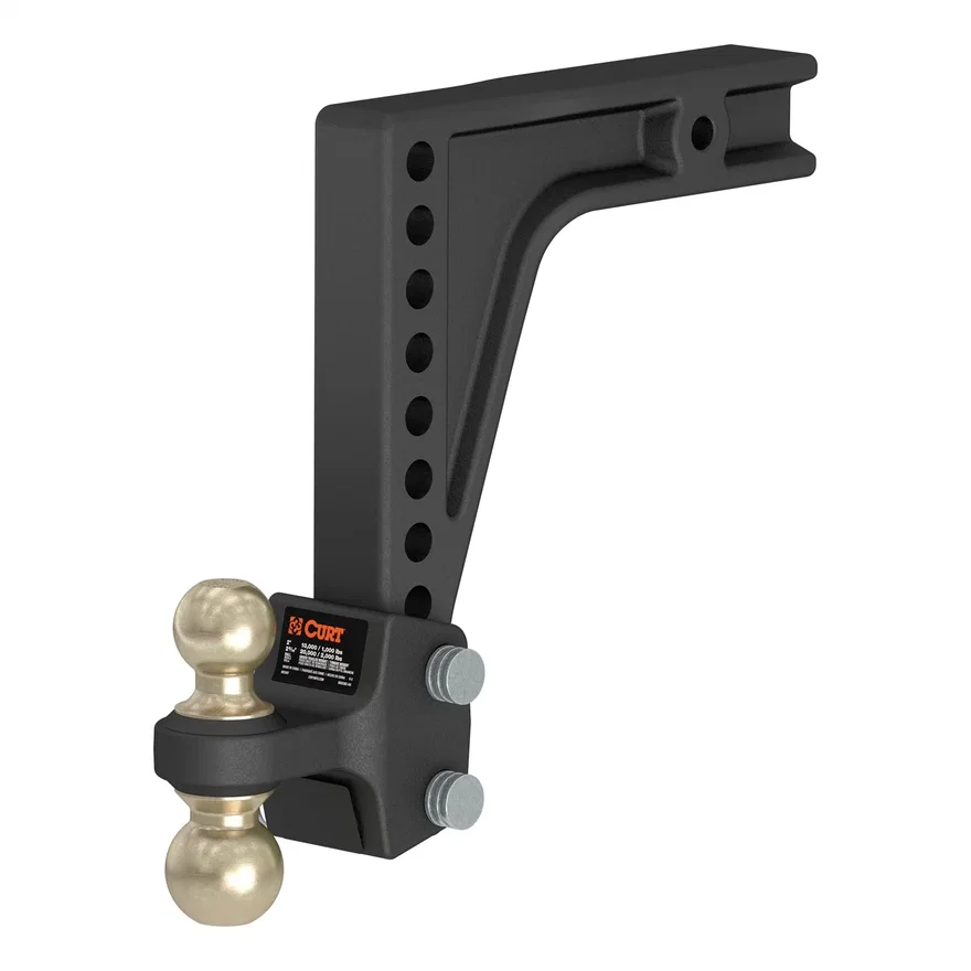CURT 45939, HD Deep-Drop Adjustable Hitch Ball Mount with Dual Ball; 2-1/2in. Shank; 20K