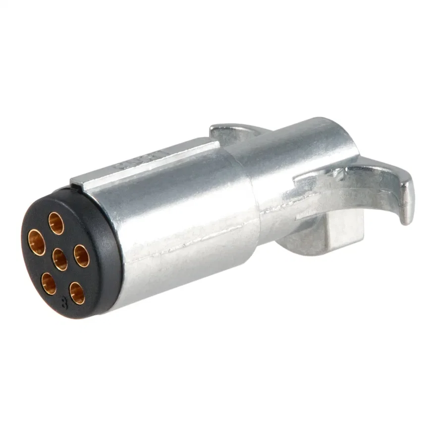 CURT 58080, 6-Way Round Connector Plug (Trailer Side; Diecast Metal)