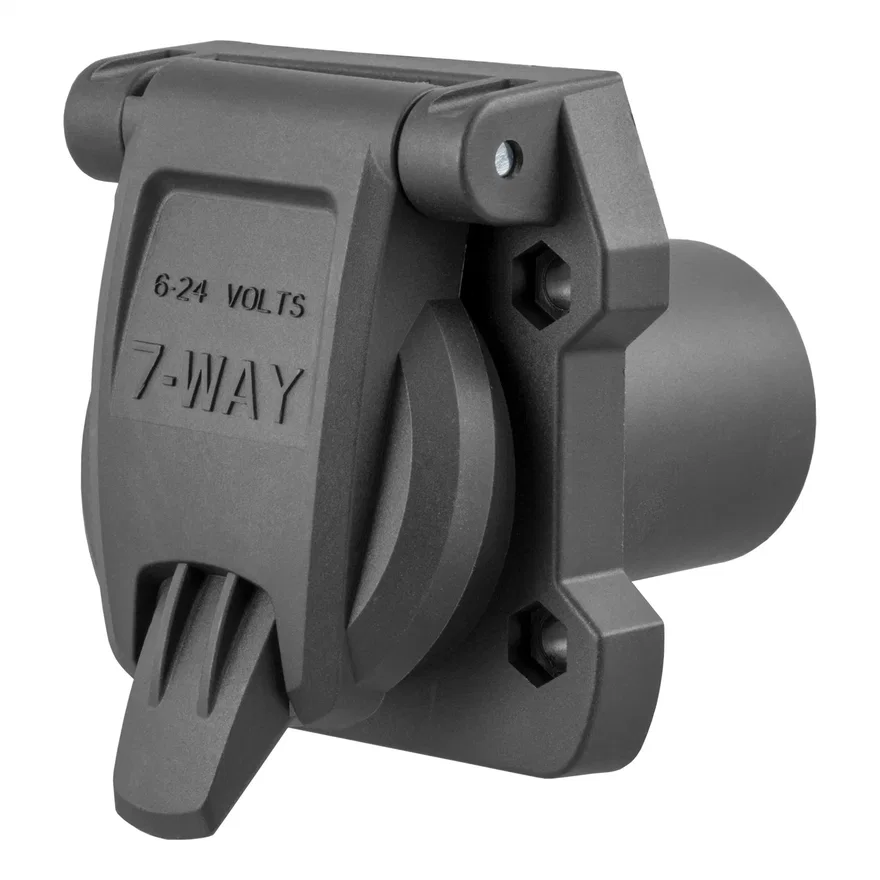 CURT 55416, Heavy-Duty Replacement OE 7-Way RV Blade Socket (Plugs into USCAR)