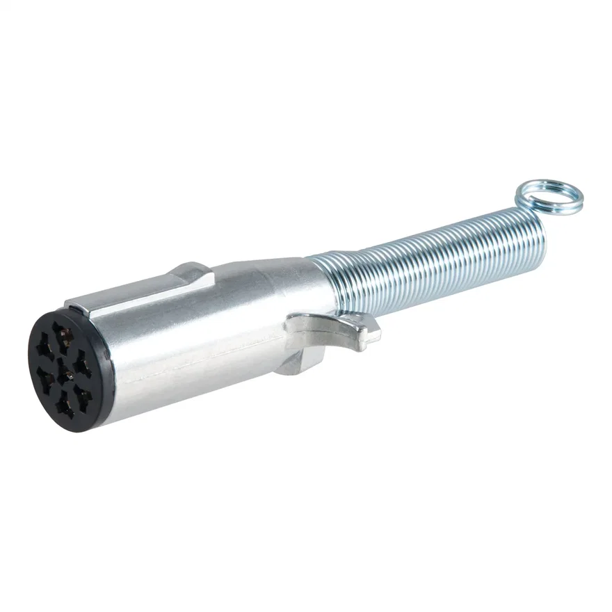 CURT 58180, 7-Way Round Connector Plug with Spring (Trailer Side)