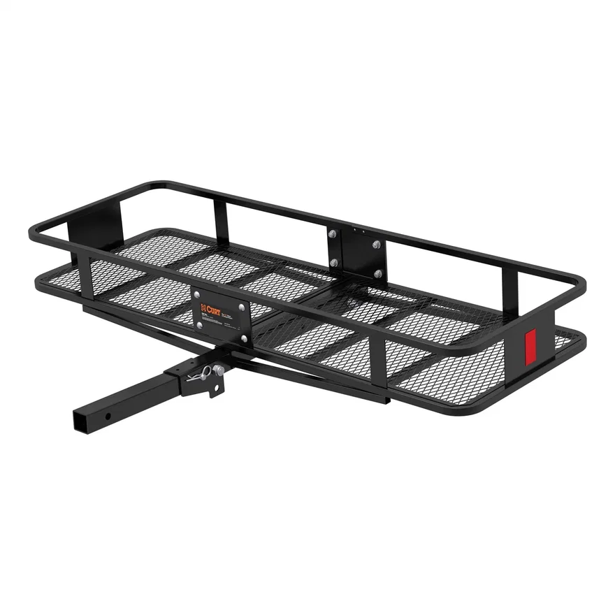 CURT 18151, 60in. x 20in. Black Steel Basket Cargo Carrier (Folding 2in. Shank; 500 lbs.)
