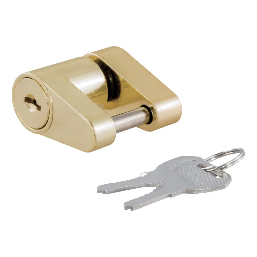 CURT 23022, Coupler Lock (1/4in. Pin; 3/4in. Latch Span; Padlock; Brass-Plated)