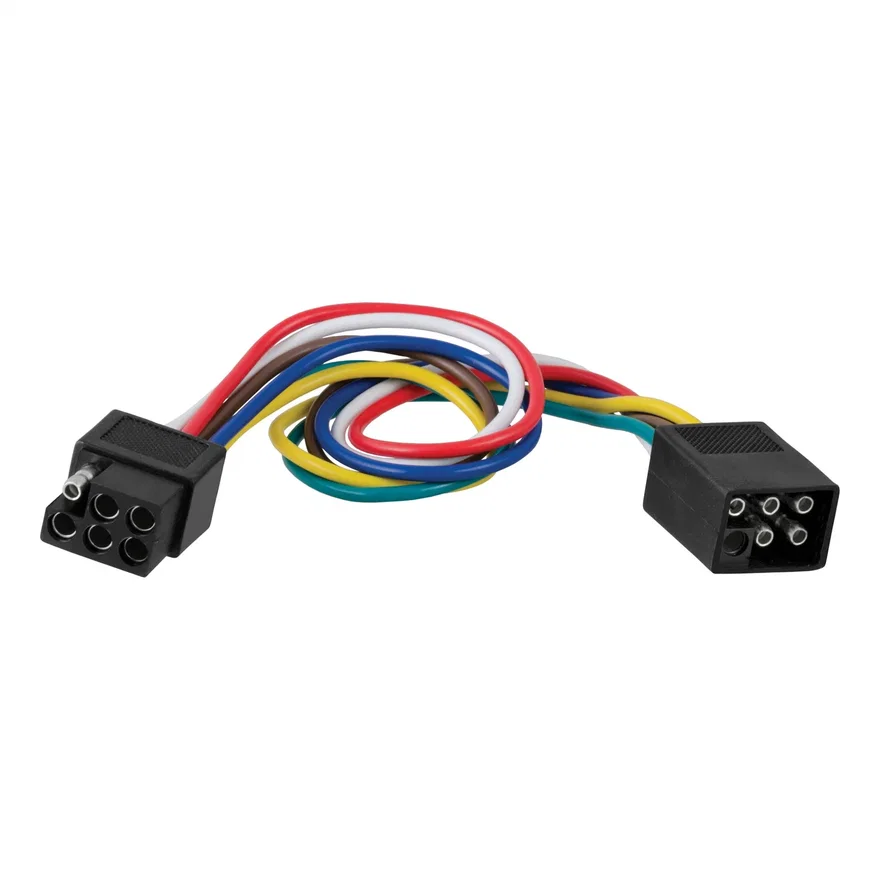 CURT 58034, 6-Way Square Connector Plug/Socket with 12in. Wires (Packaged)