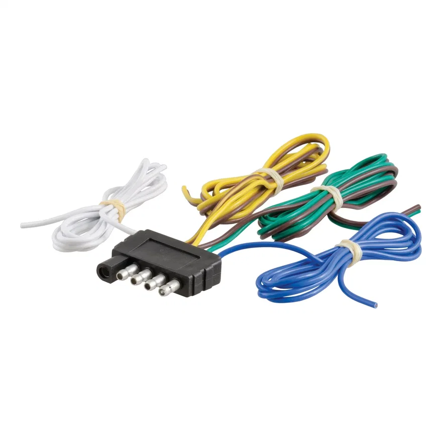 CURT 58540, 5-Way Flat Connector Plug with 48in. Wires (Trailer Side)