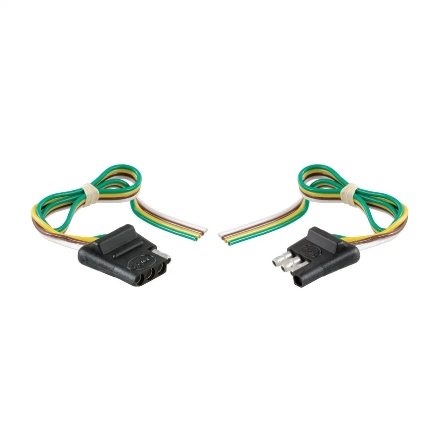 CURT 58304, 4-Way Flat Connector Plug/Socket with 12in. Wires Each (Packaged)