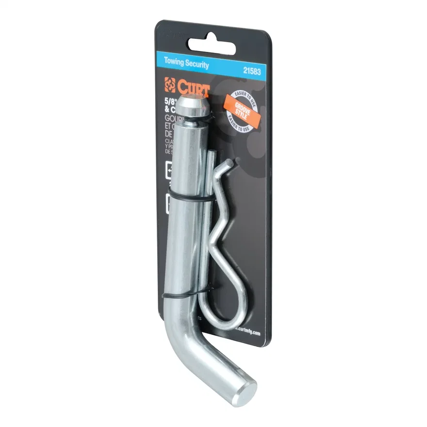 CURT 21583, 5/8in. Hitch Pin with Groove (2in. or 2-1/2in. Receiver; Zinc; Packaged)