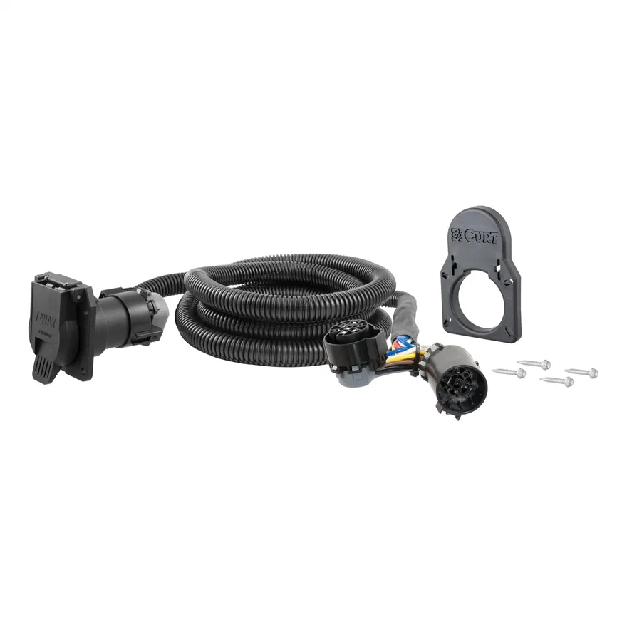 CURT 56072, 7ft. GM Wiring Extension Harness/Cover (Adds 7-Way RV Blade to Truck Bed)