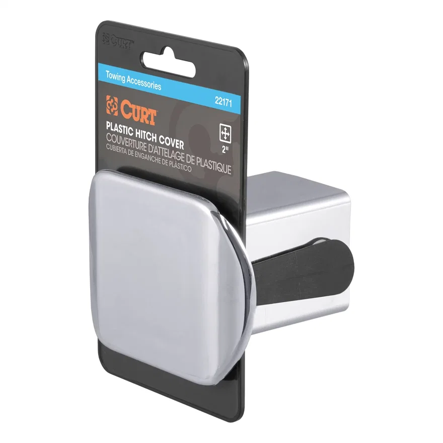 CURT 22171, 2in. Chrome Plastic Hitch Tube Cover (Packaged)