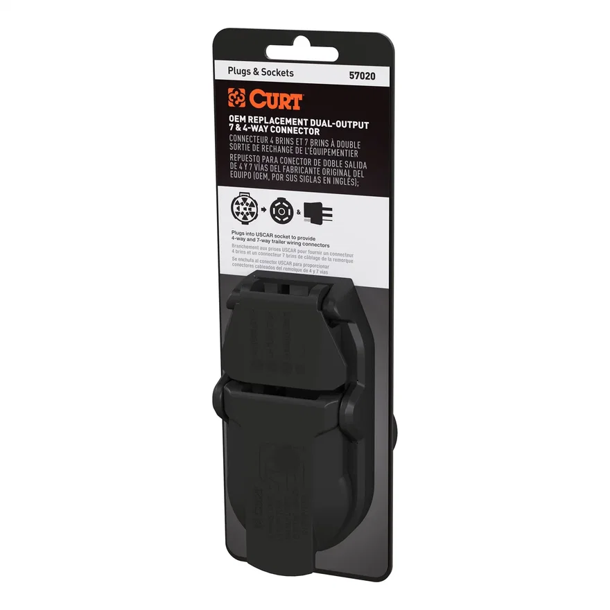 CURT 57020, OEM Replacement Dual-Output 7/4-Way Connector (Plugs into Any USCAR)