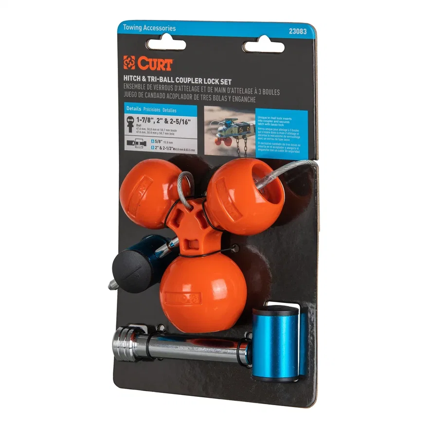 CURT 23083, Hitch/Tri-Ball Coupler Lock Set (Up to 2-1/2in. Receiver; 1-7/8in.; 2in.; 2-5/16
