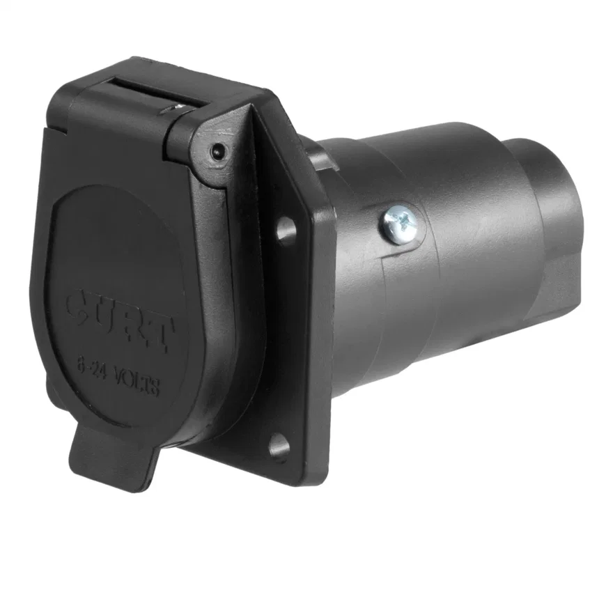 CURT 58150, 7-Way RV Blade Connector Socket (Vehicle Side; Black Plastic)