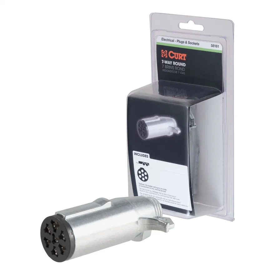 CURT 58161, 7-Way Round Connector Plug (Trailer Side; Packaged)