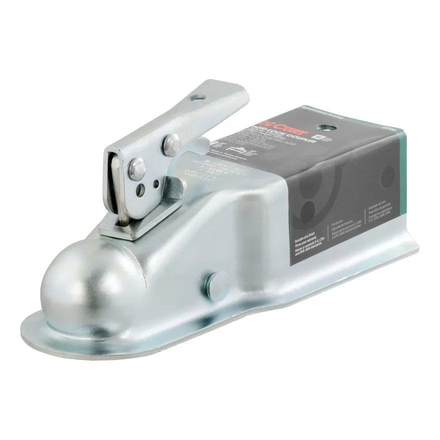CURT 25100, 2in. Straight-Tongue Coupler with Posi-Lock (3in. Channel; 5;000 lbs; Zinc)