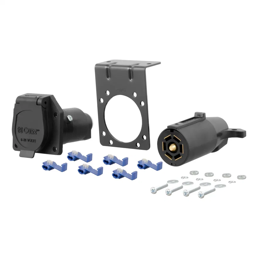 CURT 58152, 7-Way RV Blade Connector Plug/Socket with Hardware (Packaged)