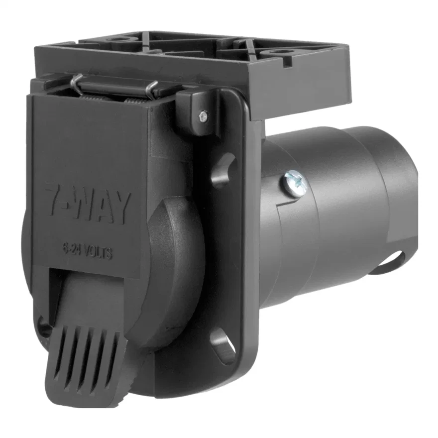 CURT 58417, 7-Way RV Blade Connector Socket with Integrated Bracket (Vehicle Side; Packaged)