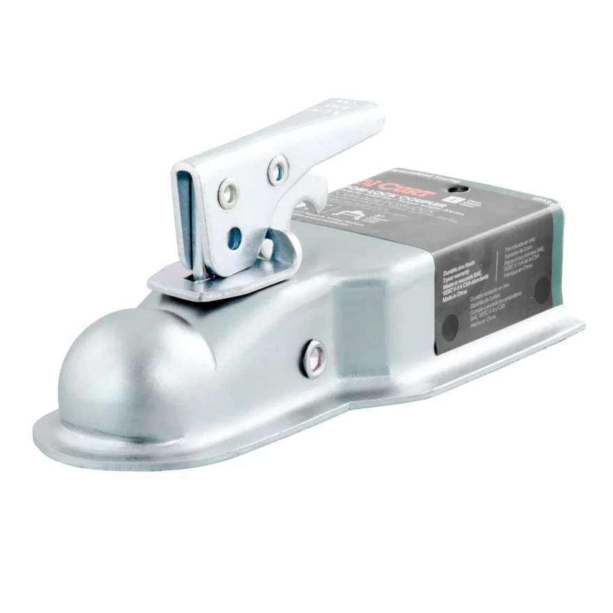 CURT 25131, 1-7/8in. Straight-Tongue Coupler with Posi-Lock (3in. Channel; 2;000 lbs; Zinc)
