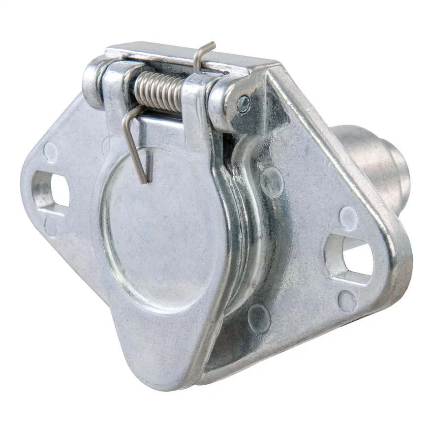 CURT 58090, 6-Way Round Connector Socket (Vehicle Side; Diecast Metal)