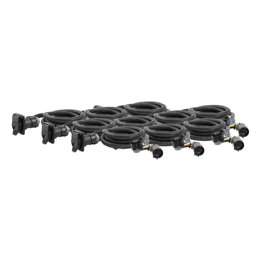 CURT 56070010, 7ft. Custom Wiring Extension Harnesses (Adds 7-Way RV Blade to Truck Bed; 10-Pac