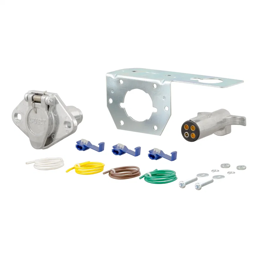 CURT 58677, 4-Way Round Connector Plug/Socket with Hardware (Packaged)