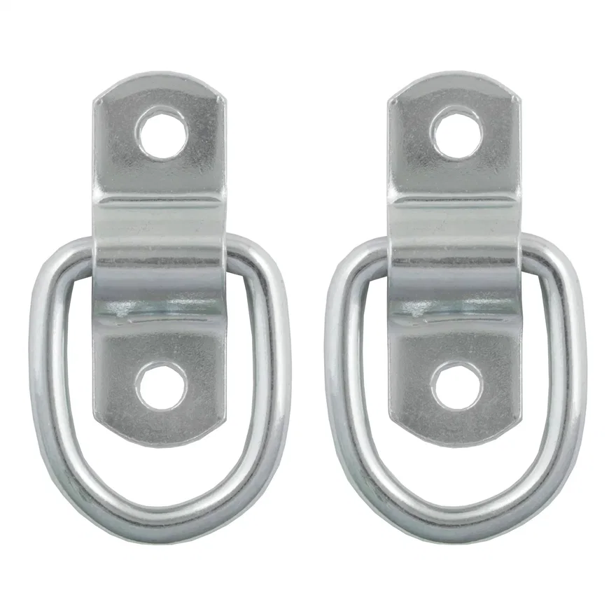 CURT 83731, 1in. x 1-1/4in. Surface-Mounted Tie-Down D-Rings (1;200 lbs; Clear Zinc; 2-Pack)